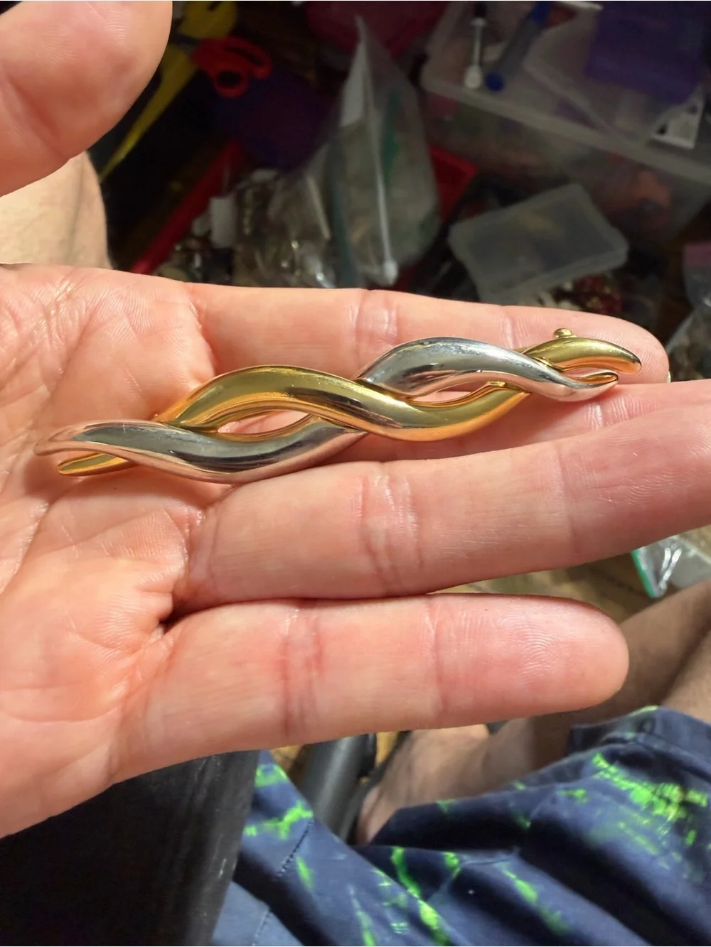 Vintage Givenchy Two-Tone Silver Twisted Wave Brooch